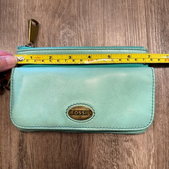 Vintage Fossil Wallet Mini Purse Pistachio Green Leather Clutch 90's Purse Bag - Picture 7 of 8